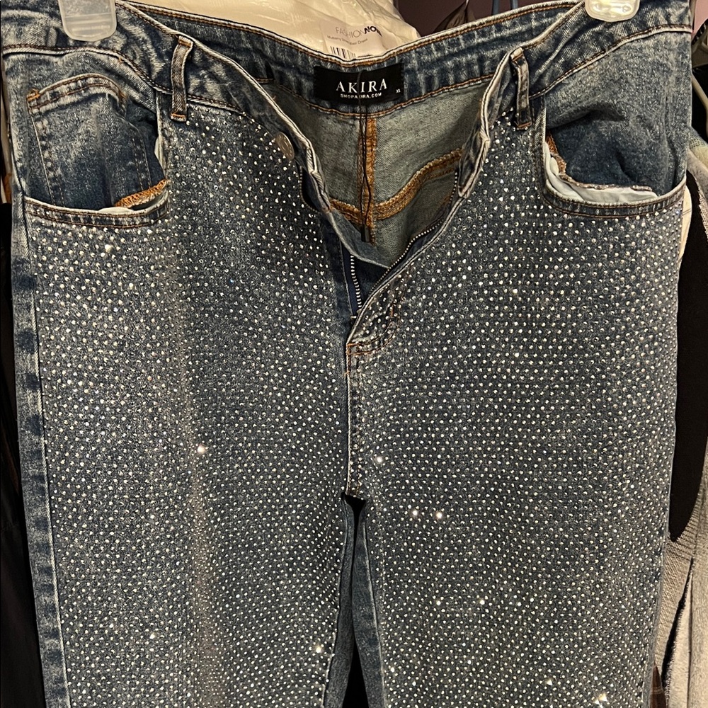 AKIRA Denim with Sparkling Rhinestones
